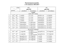 Harmonogram zajęć