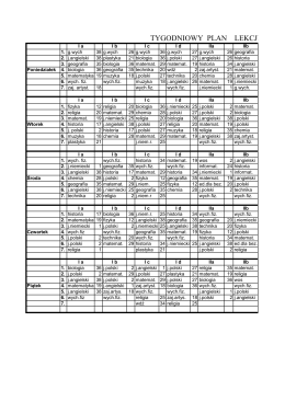 Nowy plan lekcji na II semestr 2016/2017