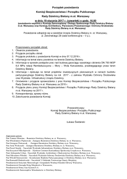 Porządek posiedzenia Komisji Bezpieczeństwa i Porządku