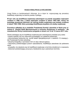 RUSZA KWALIFIKACJA WOJSKOWA Urząd Gminy w