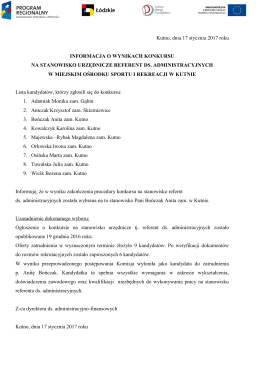 informacja o wynikach naboru
