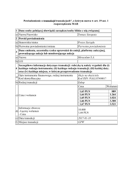 Powiadomienie o transakcji/transakcjach*, o którym
