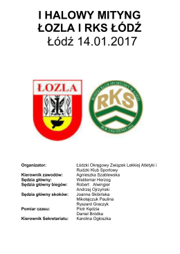 WYNIKI 14.01.2017 Ł&oacute;dź