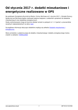 Od stycznia 2017 r. dodatki mieszkaniowe i energetyczne