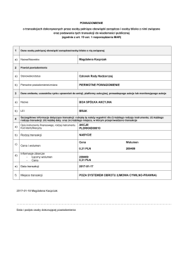 Powiadomienie o transakcjach na akcjach - 18.01.2017