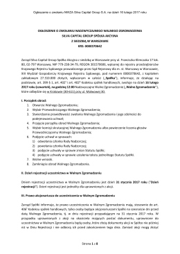 Strona 1 z 8 OGŁOSZENIE O ZWOŁANIU