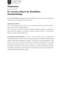 61. rocznica śmierci ks. Bronisława Świeykowskiego