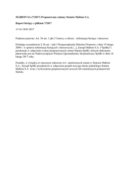 MABION SA (7/2017) Proponowane zmiany Statutu Mabion S.A.