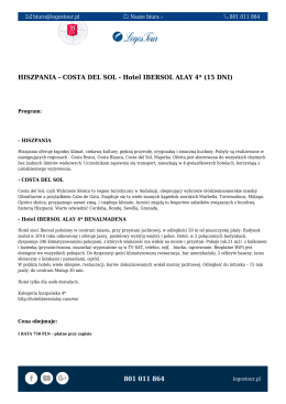 801 011 864 HISZPANIA - COSTA DEL SOL - Hotel