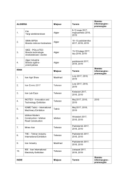 Lista targów EiŚ w ramach programów promocji na rynkach