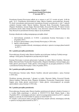 1 Protokół nr 32/2017 z posiedzenia Komisji Rewizyjnej 17