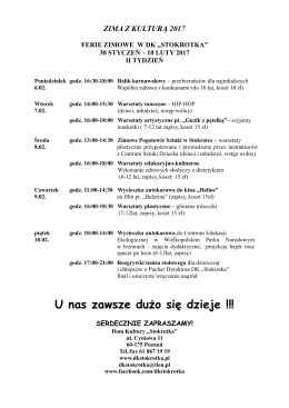 FERIE ZIMOWE W DK „STOKROTKA”