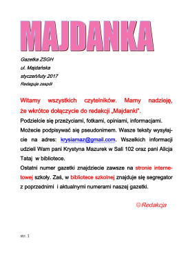 Gazetka szkolna STYCZEŃ-LUTY