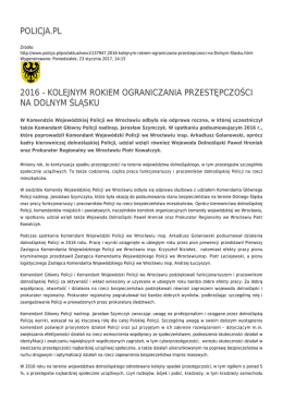 policja.pl 2016 - kolejnym rokiem ograniczania przestępczości na