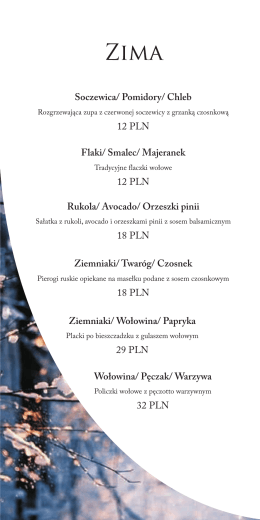 Menu Zimowe - Hotel Falcon