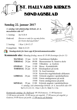 s&oslash;ndagsblad 170122 - St Hallvard menighet