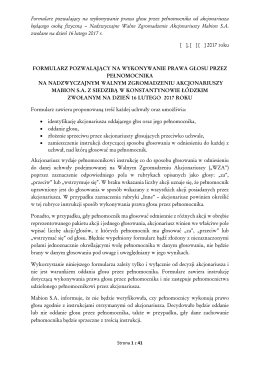 Formularz pozwalający na wykonywanie prawa głosu