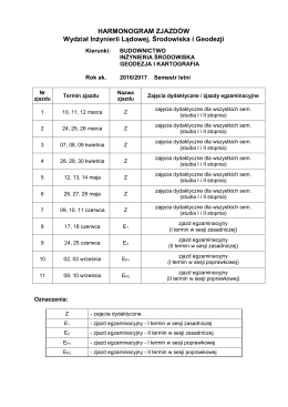 harmonogram zjazd&oacute;w