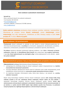 Dane osobowe i ich przetwarzanie