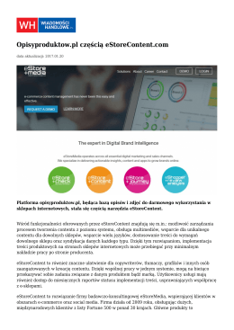 Opisyproduktow.pl częścią eStoreContent.com