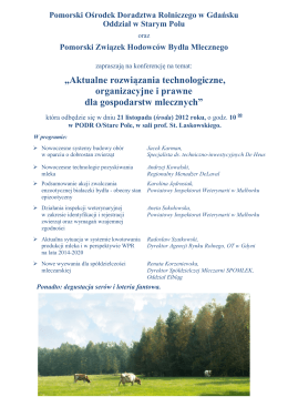 Program konferencji - Pomorski Ośrodek Doradztwa Rolniczego w