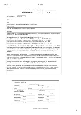 02/2017 Terminy publikacji raportów okresowych w roku