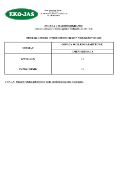 ZMIANA w HARMONOGRAMIE odbioru odpadów z terenu gminy
