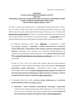 informacją Prezesa Urzędu Regulacji Energetyki (nr 8/2017)