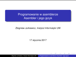 Programowanie w asemblerze Asembler i jego jezyk