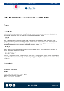 801 011 864 CHORWACJA - OPATIJA - Hotel