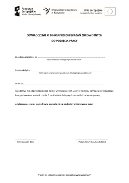oświadczenie o braku przeciwskazań zdrowotnych do