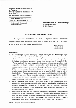 Wyrok WSA - Stowarzyszenie im. Jana Ostroroga