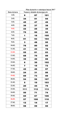 Dyżury Luty 2017