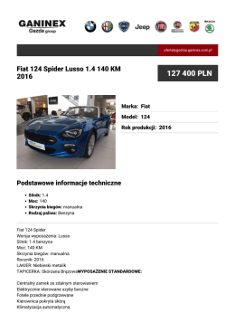 Fiat 124 Spider Lusso 1.4 140 KM 2016 - Ganinex