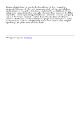 Ja wiem, że Putin jest dobry na wszystko, ale