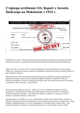 Z tajnego archiwum CIA: Raport z Aresztu Śledczego