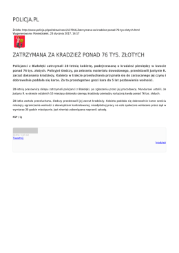 POLICJA.PL ZATRZYMANA ZA KRADZIEŻ PONAD 76 TYS. ZŁOTYCH