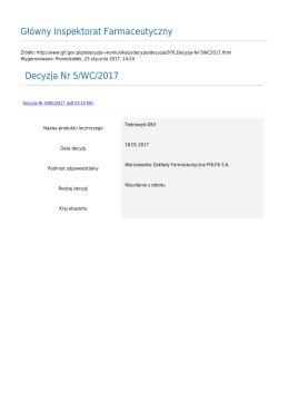 Główny Inspektorat Farmaceutyczny Decyzja Nr 5/WC/2017