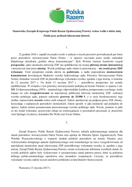 Stanowisko Zarządu Krajowego Polski Razem Zjednoczonej