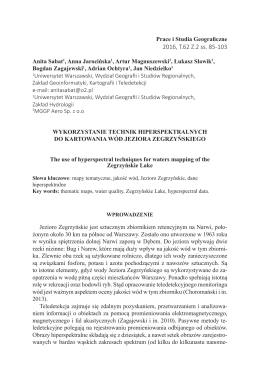 Wykorzystanie technik hiperspektralnych do kartowania w&oacute;d Jeziora
