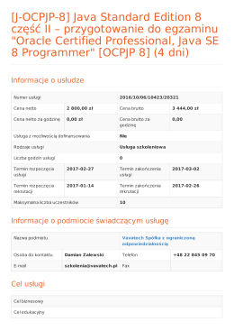 [J-OCPJP-8] Java Standard Edition 8 część II – przygotowanie do