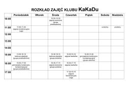 ROZKŁAD ZAJĘĆ KLUBU KaKaDu