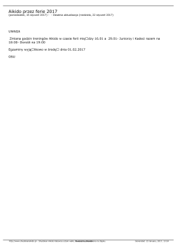 Aikido przez ferie 2017 - Shudokan Aikido Katowice