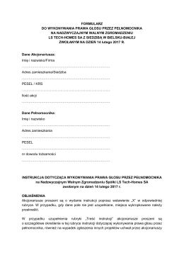 formularz do wykonywania prawa głosu przez