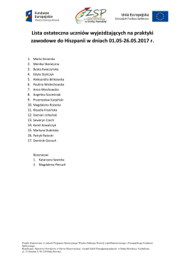 lista ostateczna TE - Zesp&oacute;ł Szk&oacute;ł Ponadgimnazjalnych w Białej