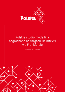 Polskie studio mode:lina nagrodzone na targach Heimtextil we