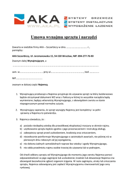 Umowa wynajmu sprzętu i narzędzi