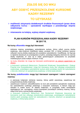 zgłoś się do wku aby odbyć przeszkolenie kursowe kadry rezerwy to