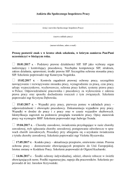Ankieta dla Społecznego Inspektora Pracy