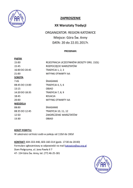 ZAPROSZENIE XX Warsztaty Tradycji - No